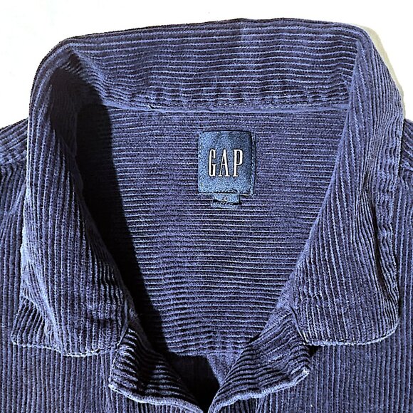 Gap Shirt Mens Size L Eclipse Blue Corduroy Button Up Long Sleeve - Picture 3 of 6